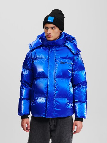 KARL LAGERFELD JEANS Winter jacket 'Shiny' in Blue: front