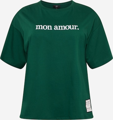 T-shirt 'MON AMOUR' River Island Plus en vert : devant