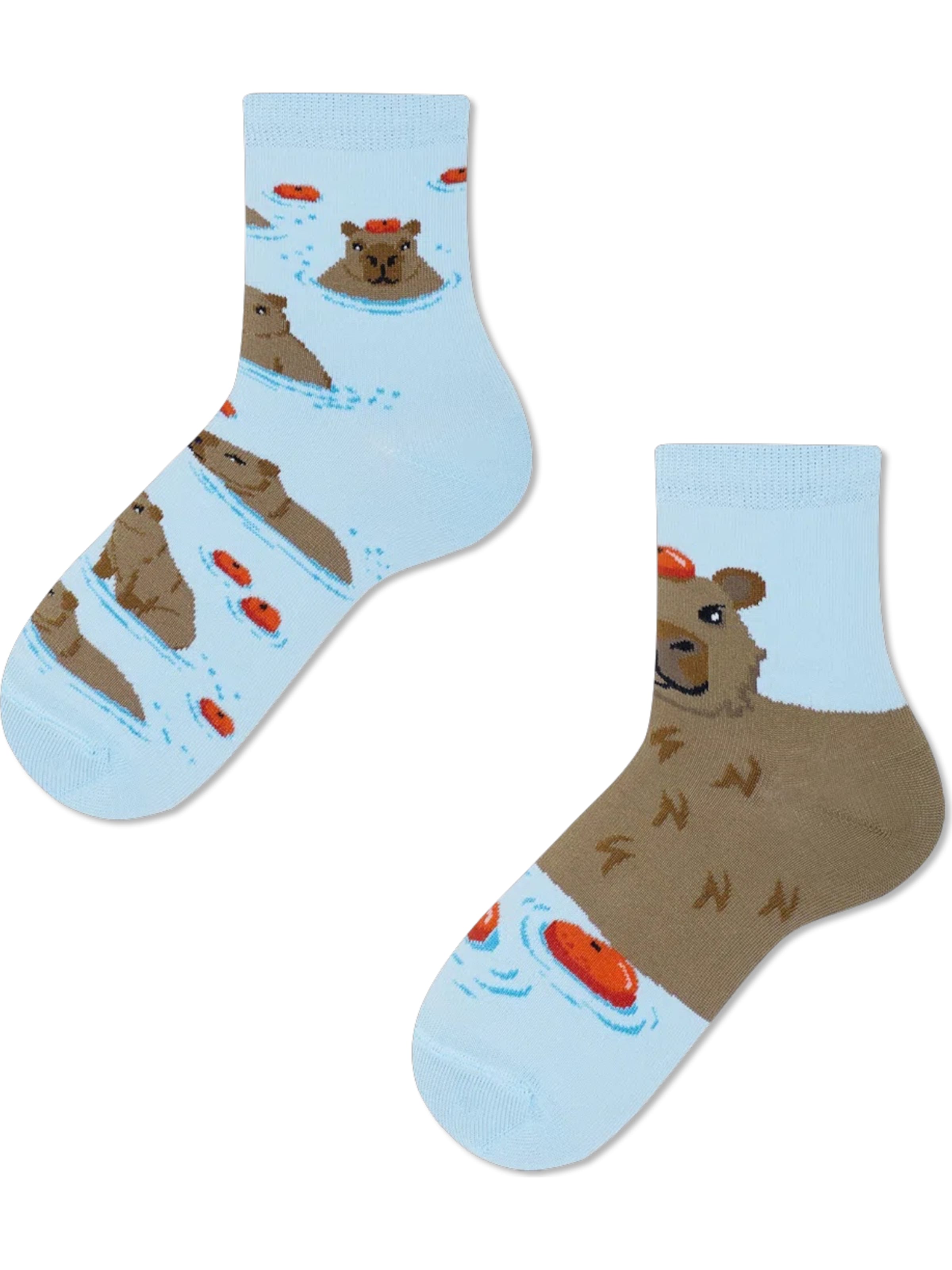 Many Mornings Socks 'Capybara' in Blue: front