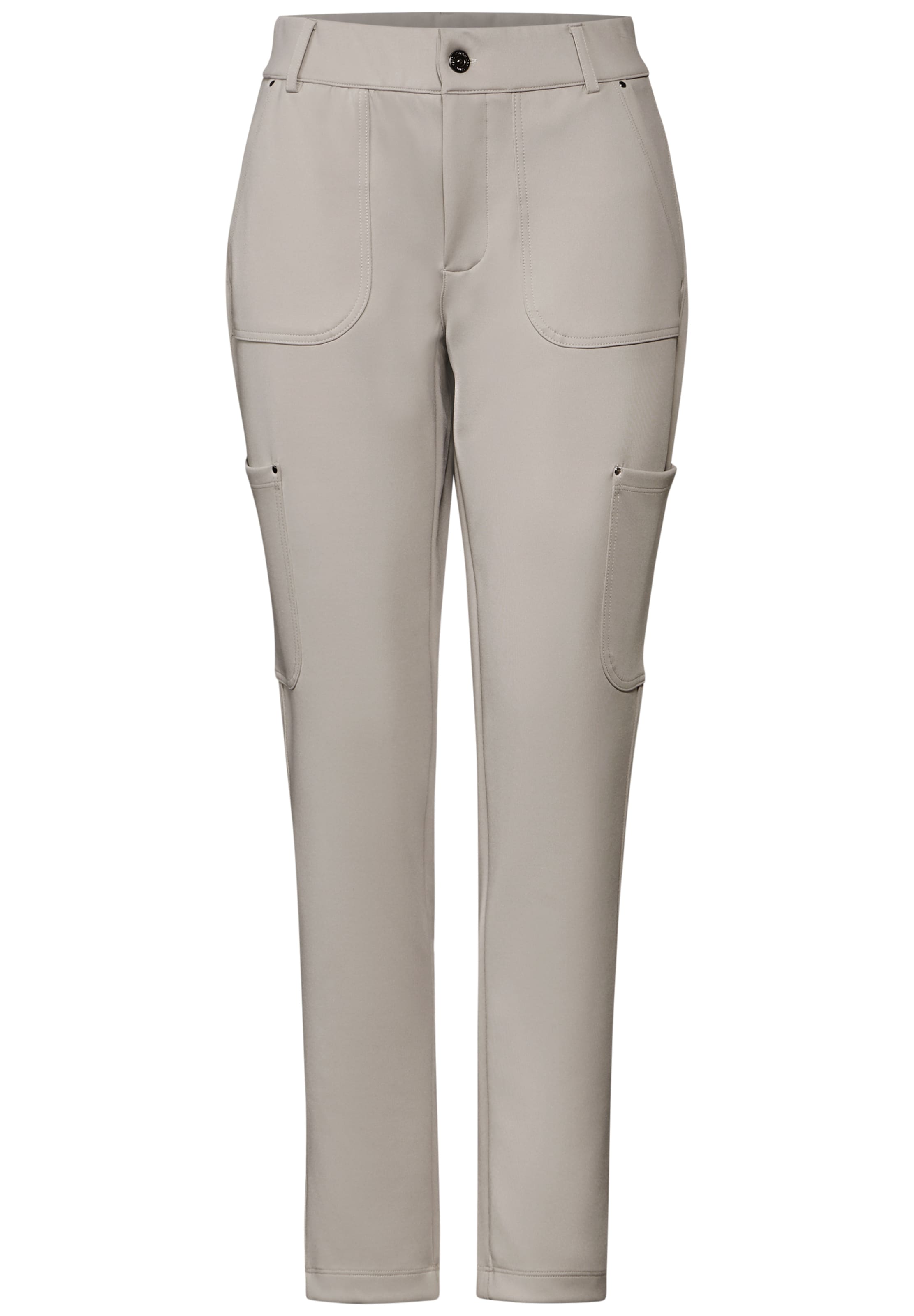 STREET ONE Slimfit Jersey Twill Cargo-Hose in Beige: Vorderseite