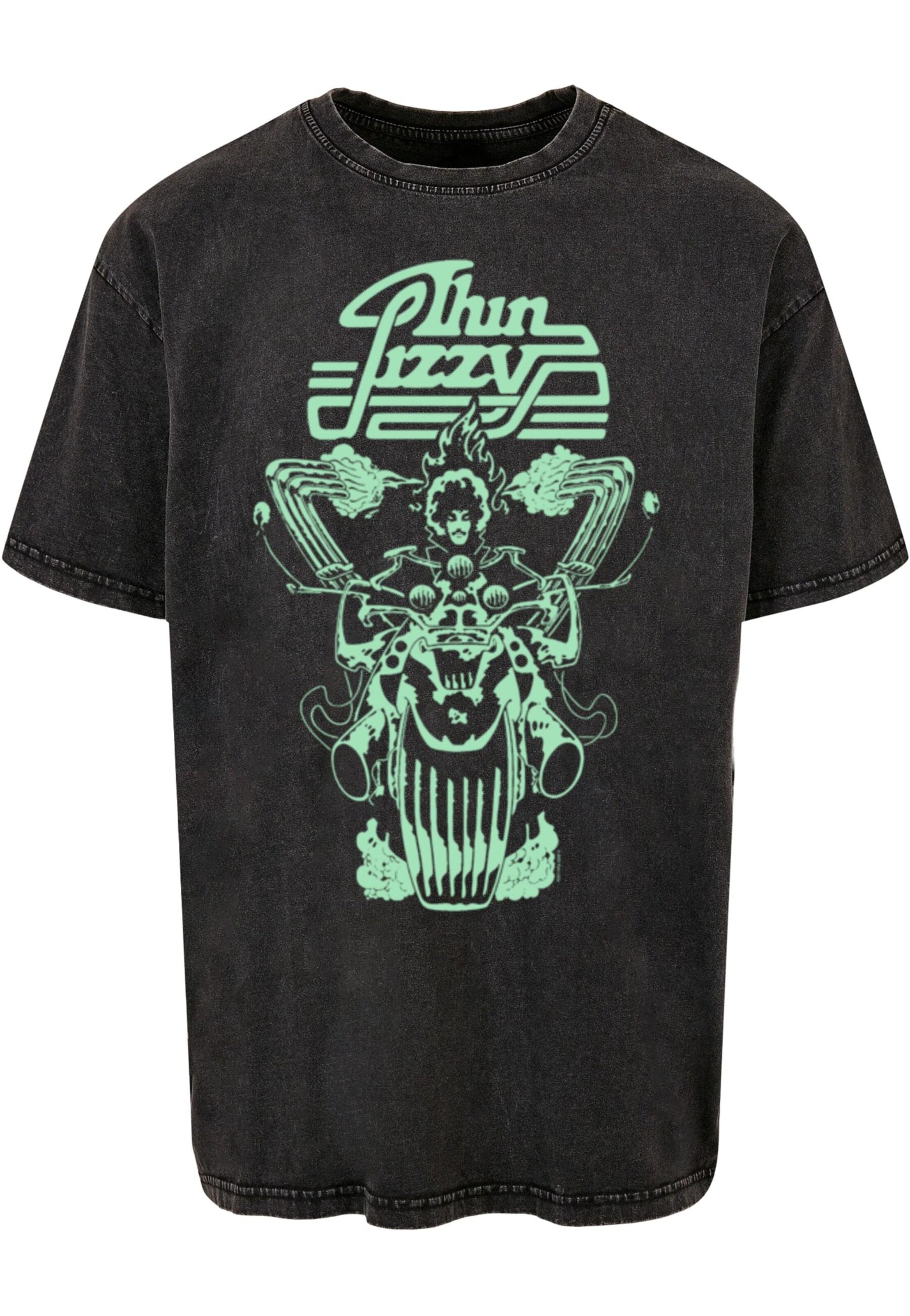 Merchcode T-Shirt 'Thin Lizzy - Rocker Flames' in Schwarz: Vorderseite