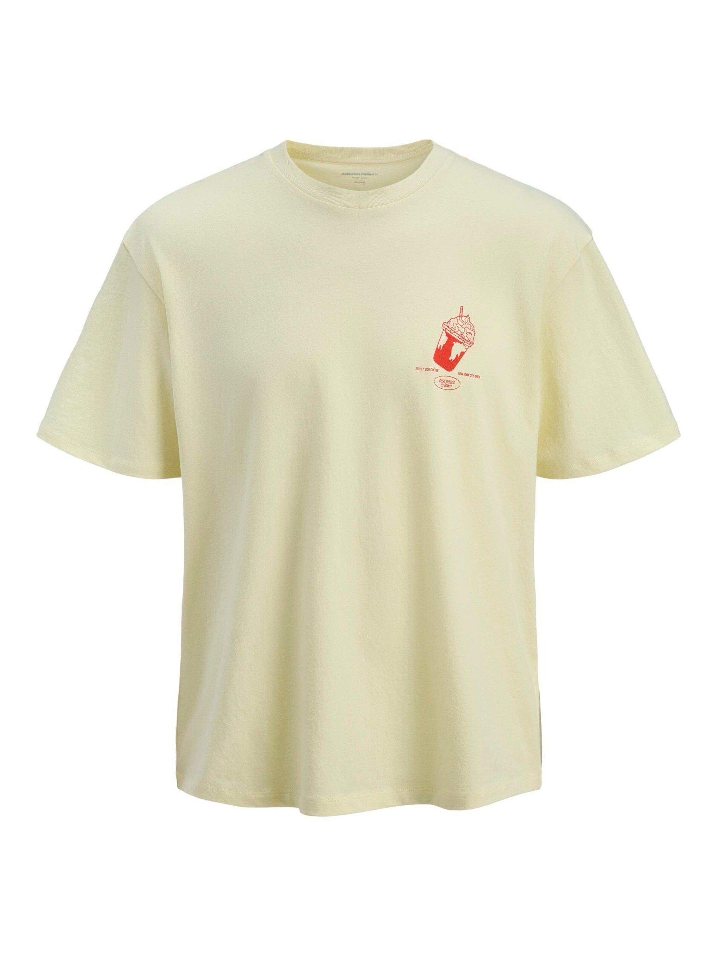 JACK & JONES T-Shirt en jaune pastel / rouge, Vue avec produit