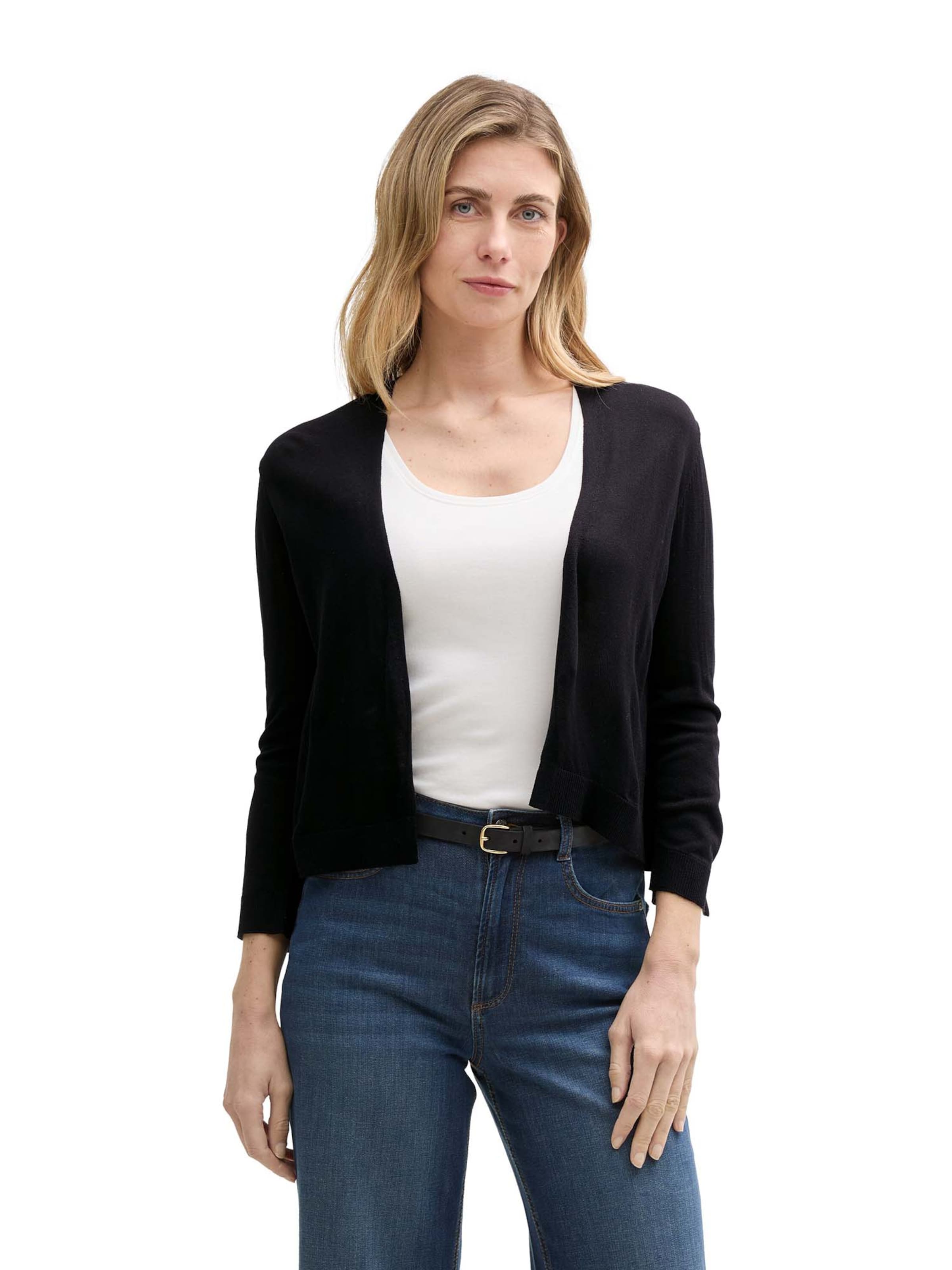 TOM TAILOR - Casaco de malha em preto: frente