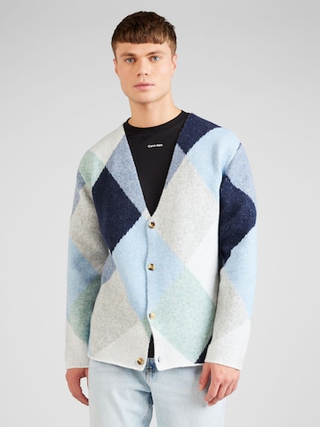 TOPMAN Knit cardigan in Blue: front