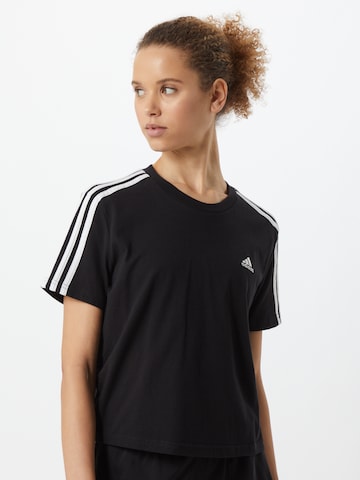 ADIDAS SPORTSWEAR Функционална тениска 'Essentials Loose 3-Stripes ' в черно: отпред