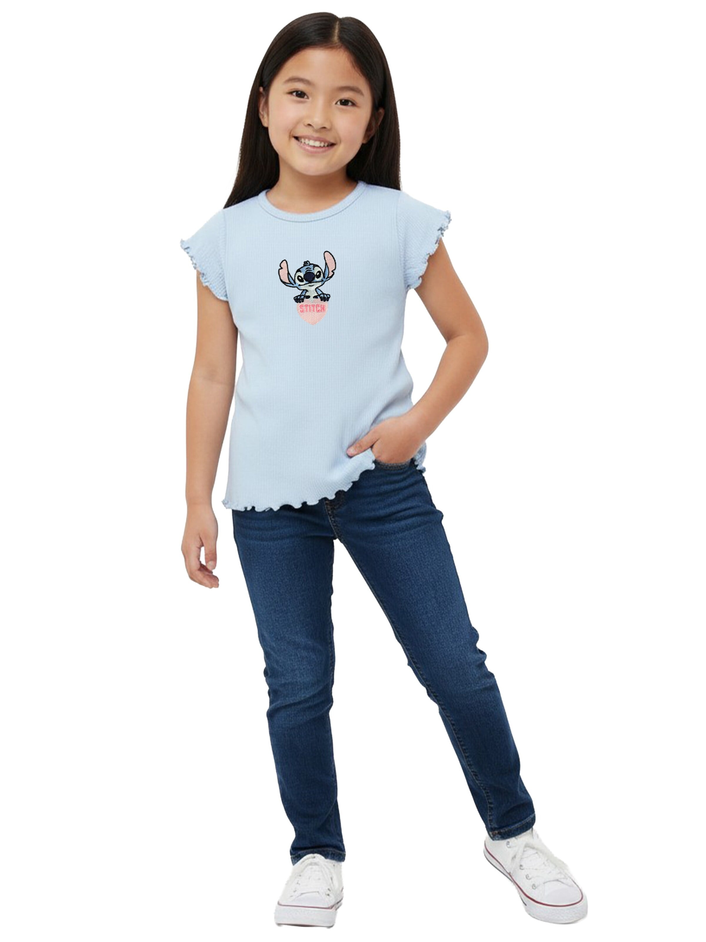 Disney Lilo & Stitch Shirt 'Ripp Heart' in Blue: front
