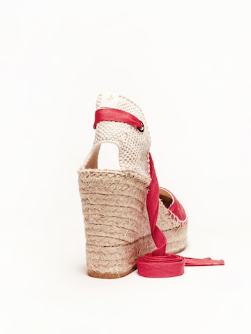 Alhamas Sandaal 'Alpargata Cuña 10 cm' in Rood