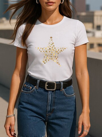 GORHEY - Camiseta 'Women's Summer Crew Neck Short-Sleeve Leopard Star Print Basic Tees' en blanco