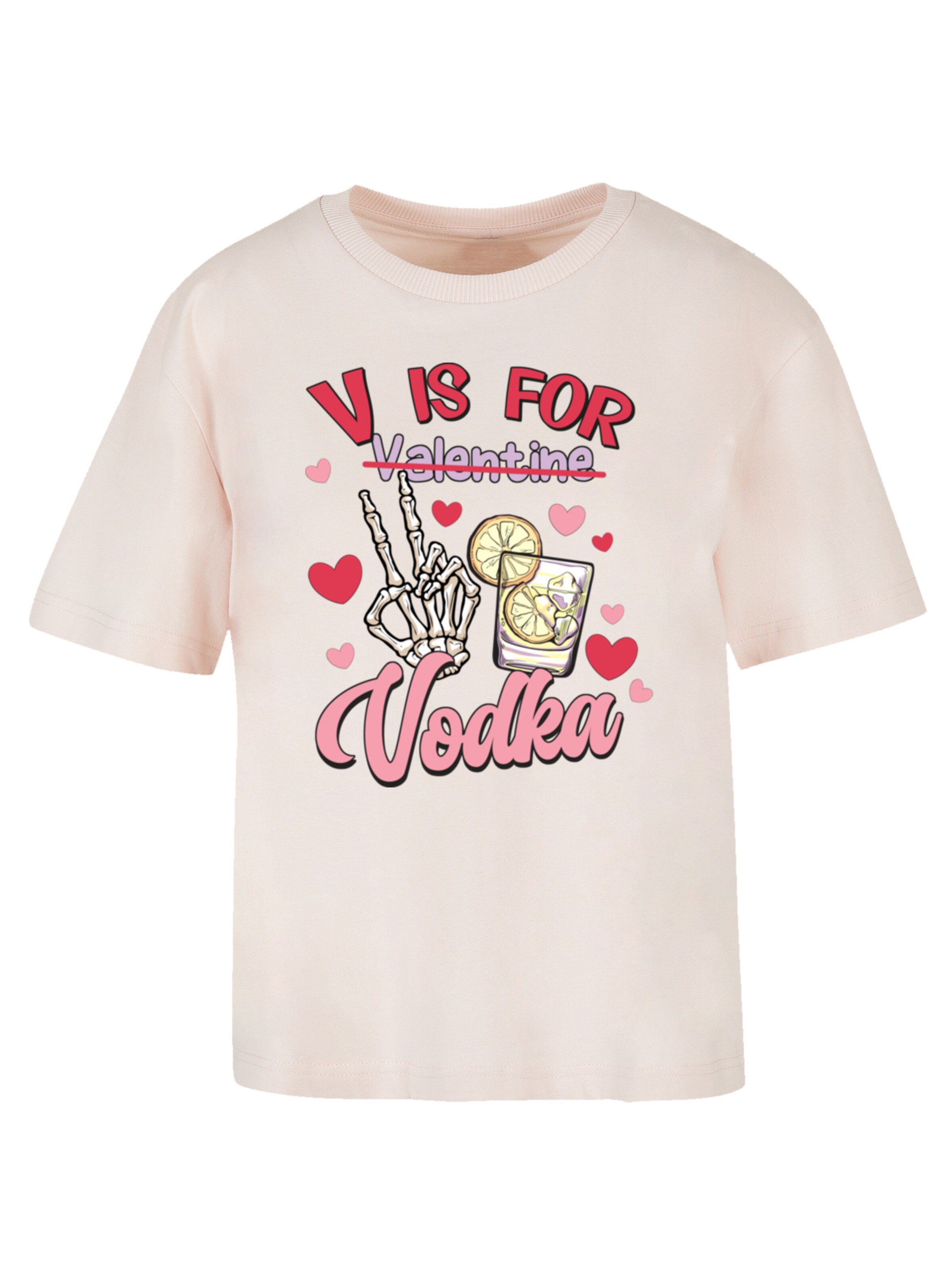 T-shirt oversize 'Anti Valentinstag V Is For Vodka' F4NT4STIC en rose : devant
