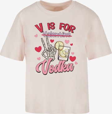 T-shirt oversize 'Anti Valentinstag V Is For Vodka' F4NT4STIC en rose : devant