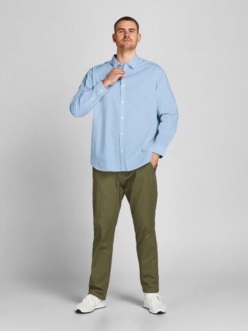 Jack & Jones Plus Comfort fit Button Up Shirt in Blue