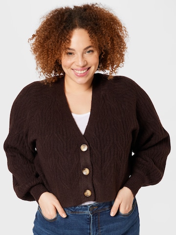 Cotton On Curve Knit cardigan in Brown: front