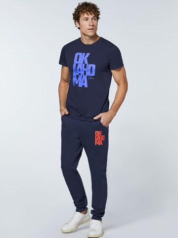 Oklahoma Jeans Shirt ' mit Label-Schriftzug aus Jersey ' in Blue