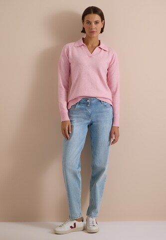 CECIL Langarm Pullover mit Polokragen in Pink