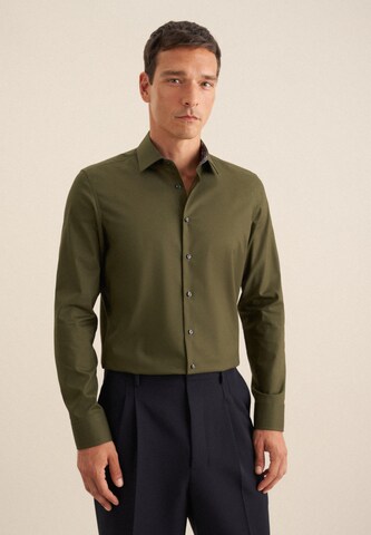 SEIDENSTICKER Slim fit Business shirt 'Smart Essentials' in Green: front