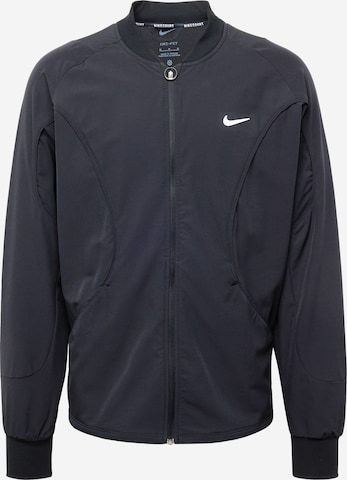 NIKE - Sudadera con cremallera deportiva en negro: frente