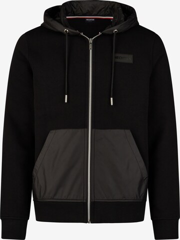 HECHTER PARIS Zip-Up Hoodie in Black: front