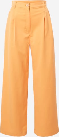 Monki - Pierna ancha Pantalón plisado en naranja: frente