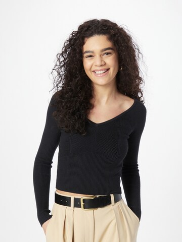 Pull-over Abercrombie & Fitch en noir : devant