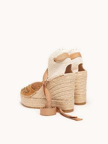 Alhamas - Sapatos abertos atrás 'Alpargata Cuña 10 cm' em bege
