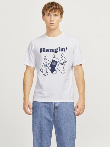 T-Shirt 'X-Mas' JACK & JONES en blanc : devant