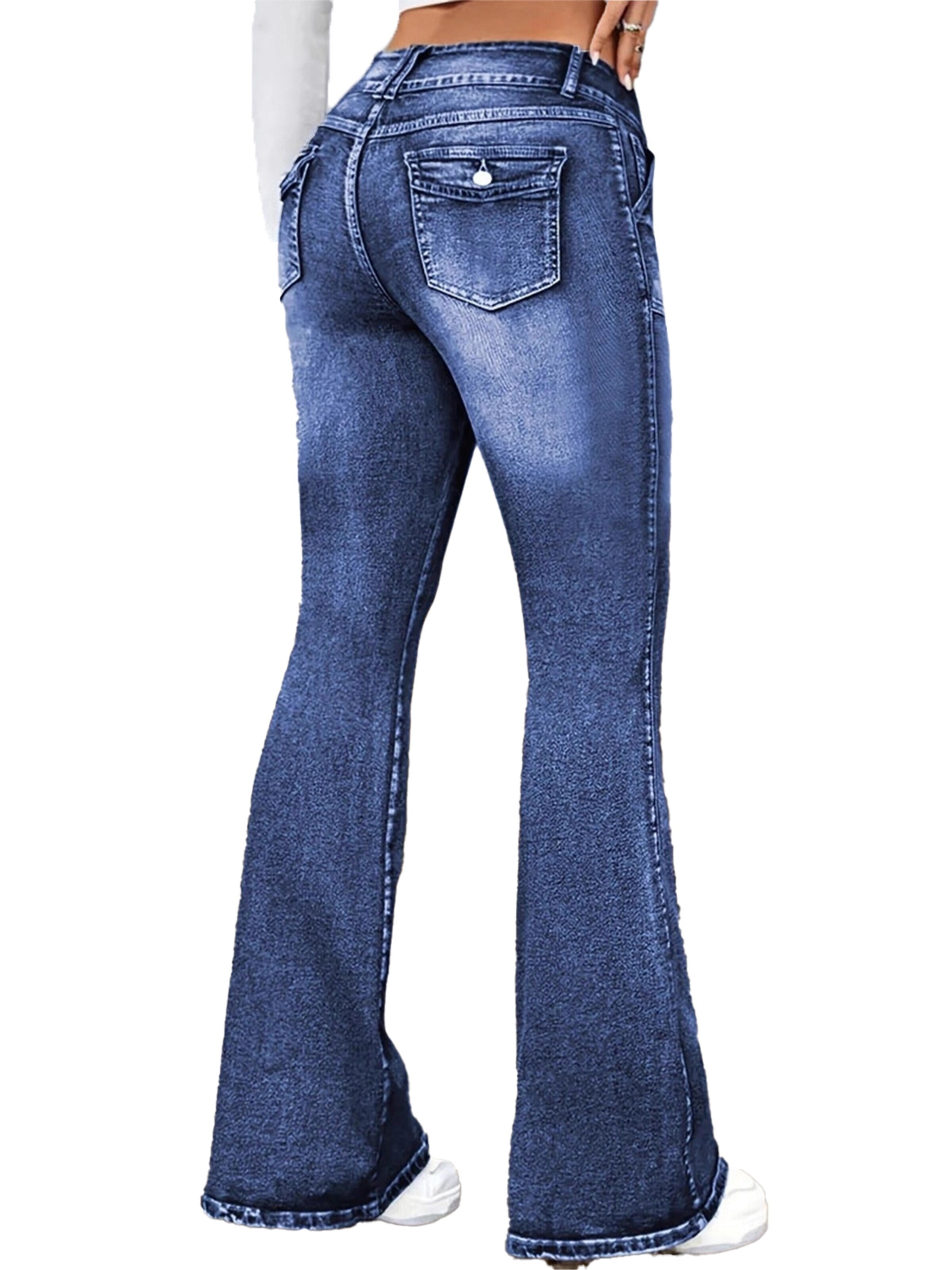 KoJooin Rozkloszowany krój Jeansy 'Damen High-Waist Slim Fit Jeans mit Leichtem Schlag – Elastische, Trendige Bell-Bottom Denim Hose' w kolorze niebieski