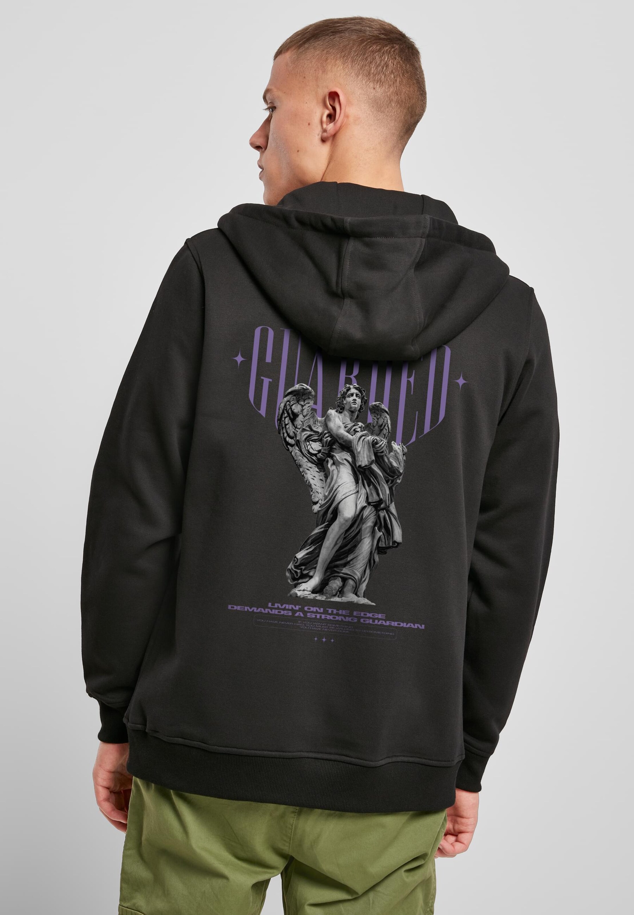 Mister Tee Zip Up Hoodie Safely Guarded in Black ABOUT YOU