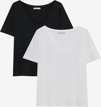Pull&Bear T-shirt en noir / blanc, Vue avec produit