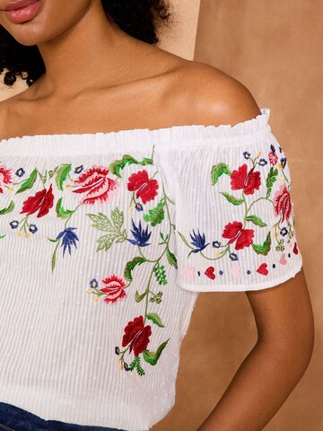 Chemisier love & roses en blanc