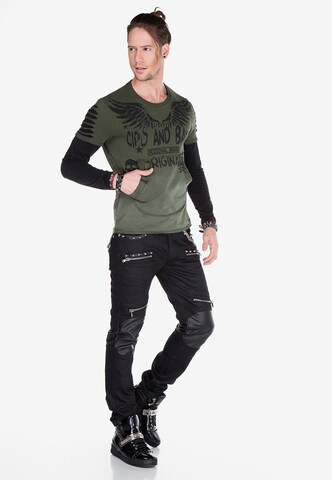 CIPO & BAXX Shirt '2in1 Torn' in Green