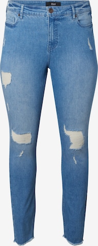 Zizzi Slimfit Jeans 'JSOEY AMY' i blå: framsida