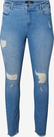 Zizzi Slimfit Jeans 'JSOEY AMY' in Blauw: voorkant