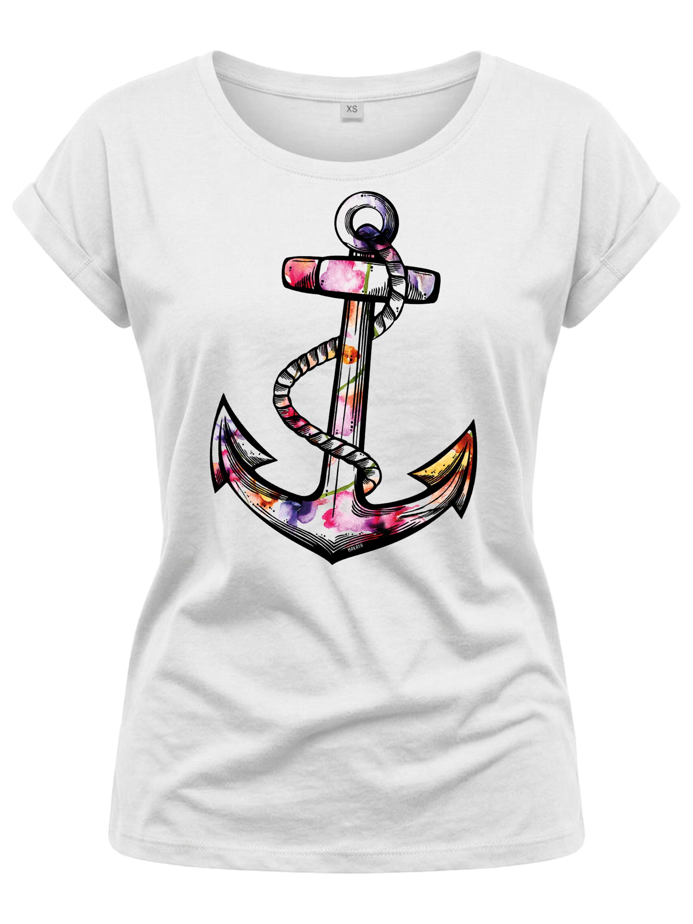 MAKAYA Shirt 'Blumen Anker' in White: front
