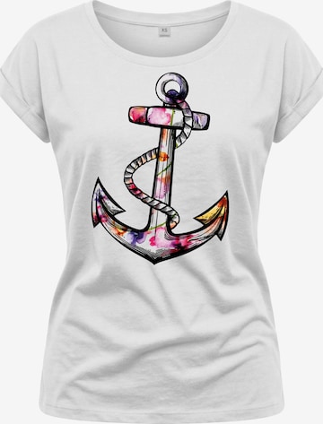 MAKAYA Shirt 'Blumen Anker' in White: front