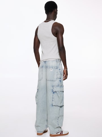 Pull&Bear Wide leg Cargo jeans in Blue