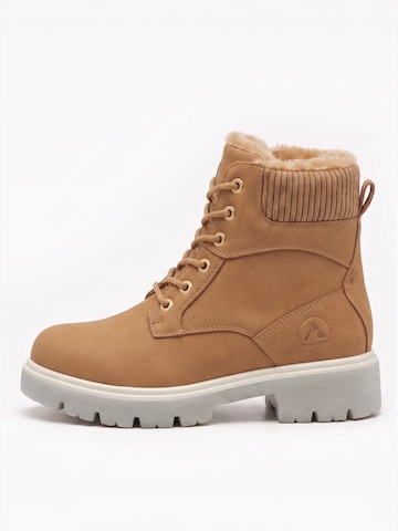 TorWeit Enkellaarsje 'Collar Lace Up Casual Ankle Boots' in Bruin