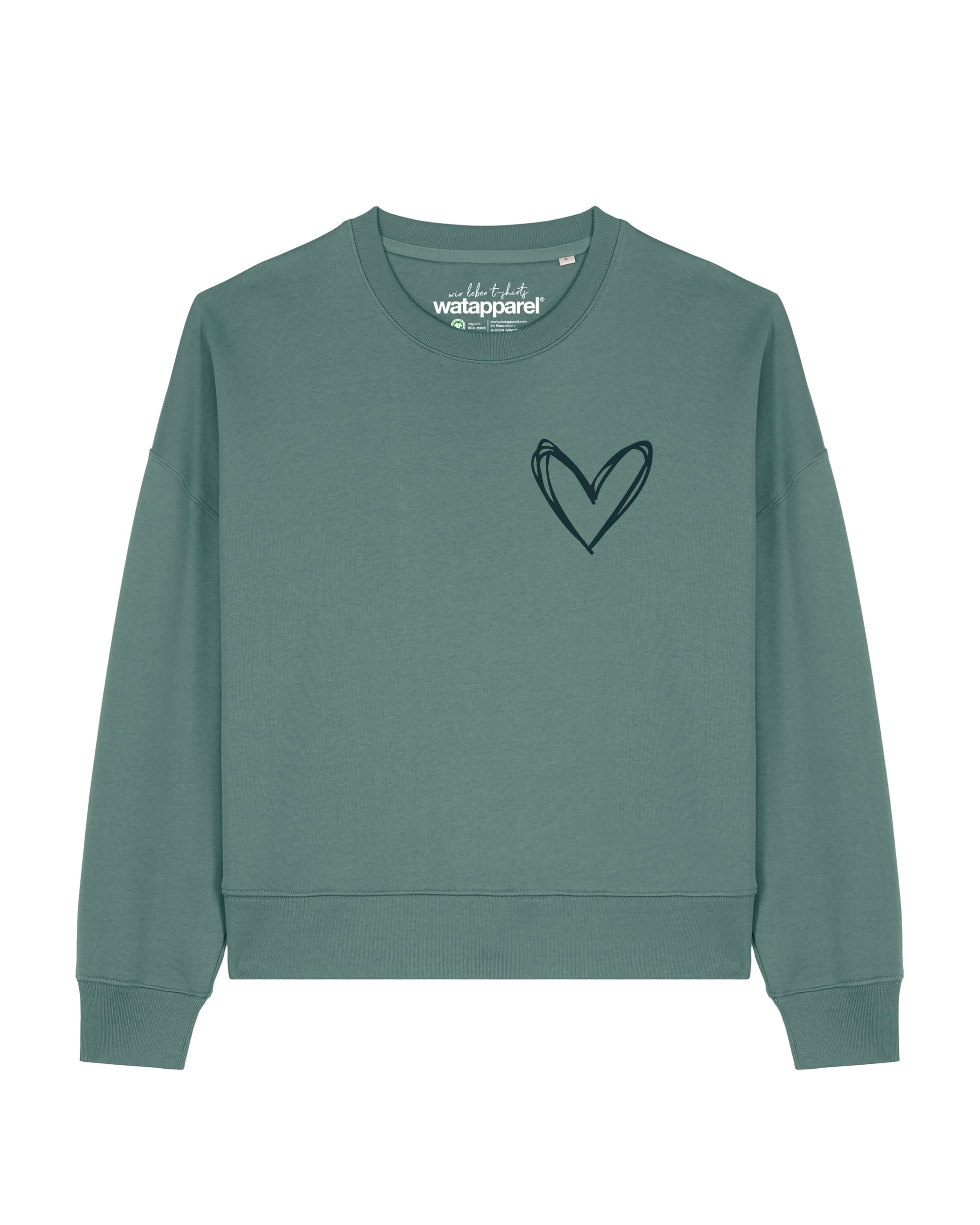 Watapparel Sweatshirt ' Herzi ' in Grün: Vorderseite
