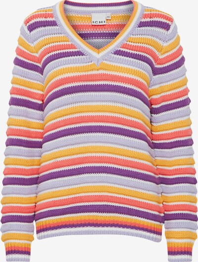 ICHI Sweter 'SALLY' w kolorze podpalany niebieski / ciemnofioletowy / pomarańczowy / białym, Podgląd produktu