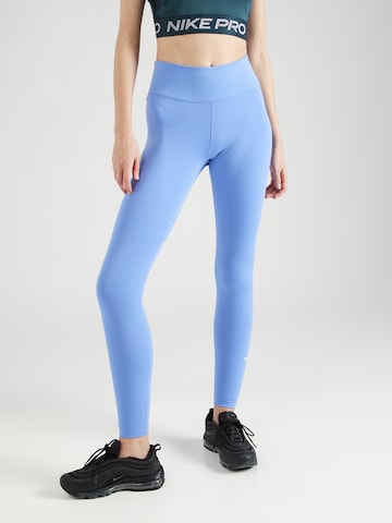 NIKE Skinny Workout Pants 'One' in Blue: front