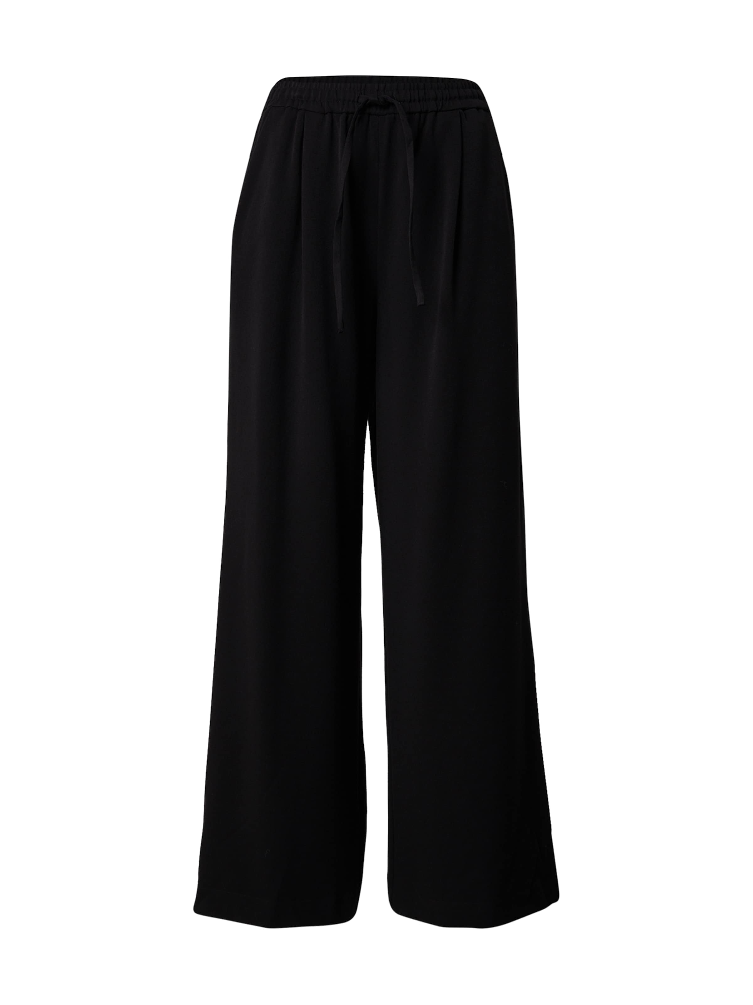 MSCH COPENHAGEN Wide Leg Bukser med lægfolder 'Jalen Henrika' i sort: forside