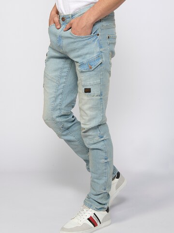 KOROSHI - regular Pantalón vaquero cargo en azul
