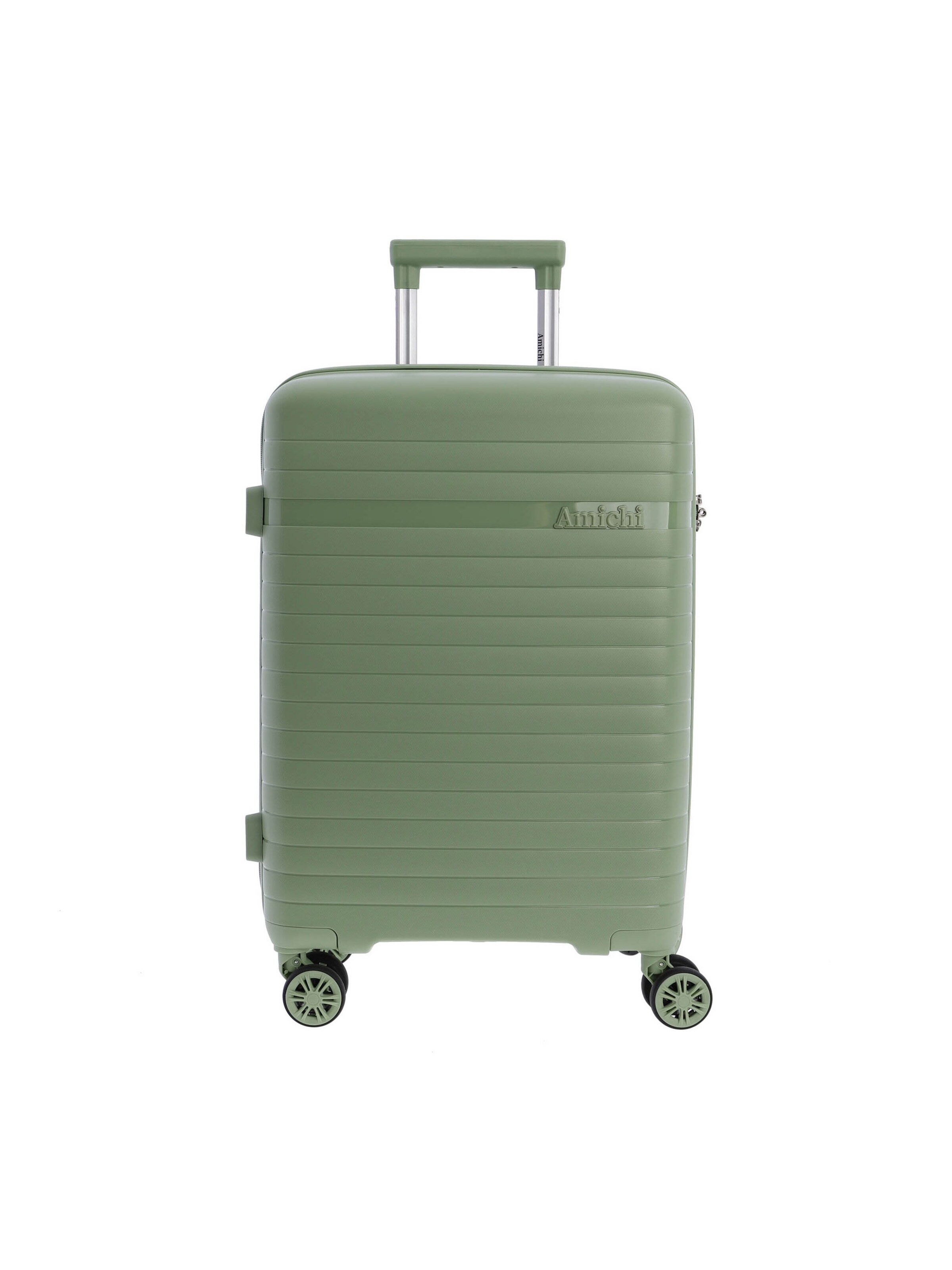 Amichi - Carrito 'AMICHI - Maleta Cabina 55x40x20- Maletas de Viaje - Maletas de Viaje Cabina Apta para Ryannair- Trolley Equipaje para Avion Resistente con 4 Ruedas de 360º y candado TSA' en verde