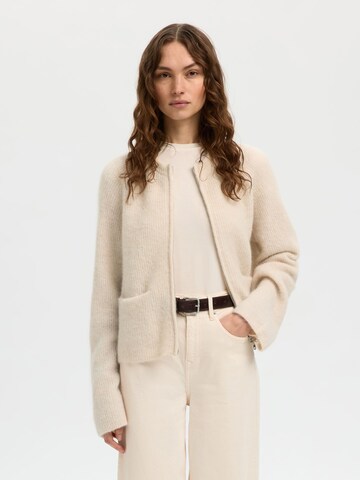 SELECTED Gebreid vest in Wit: voorkant