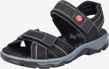 Rieker Hiking Sandals in Black: front