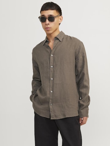JACK & JONES Regular fit Button Up Shirt 'Lawrence' in Grey: front