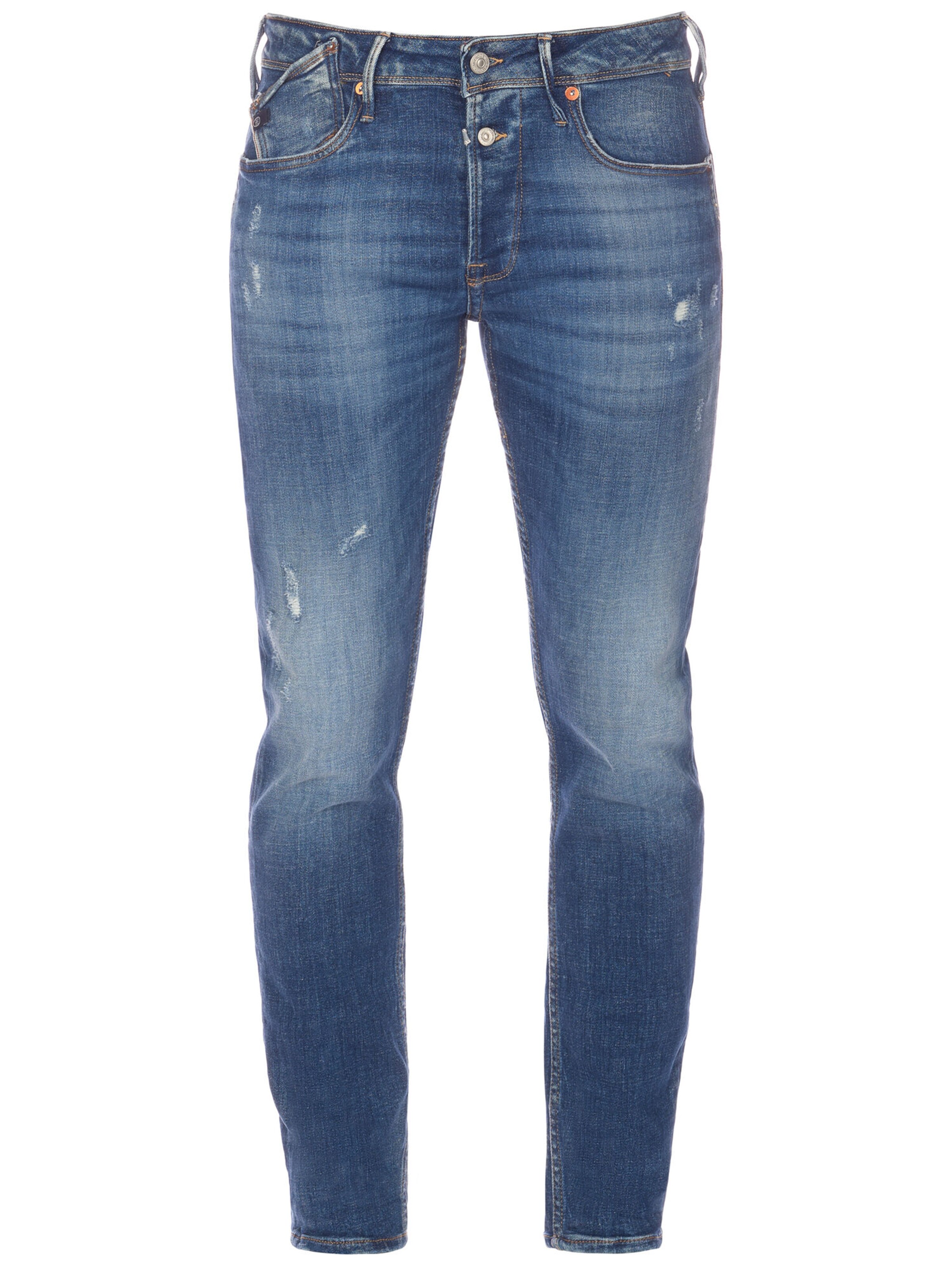 Coupe slim Jean Le Temps Des Cerises en bleu : devant