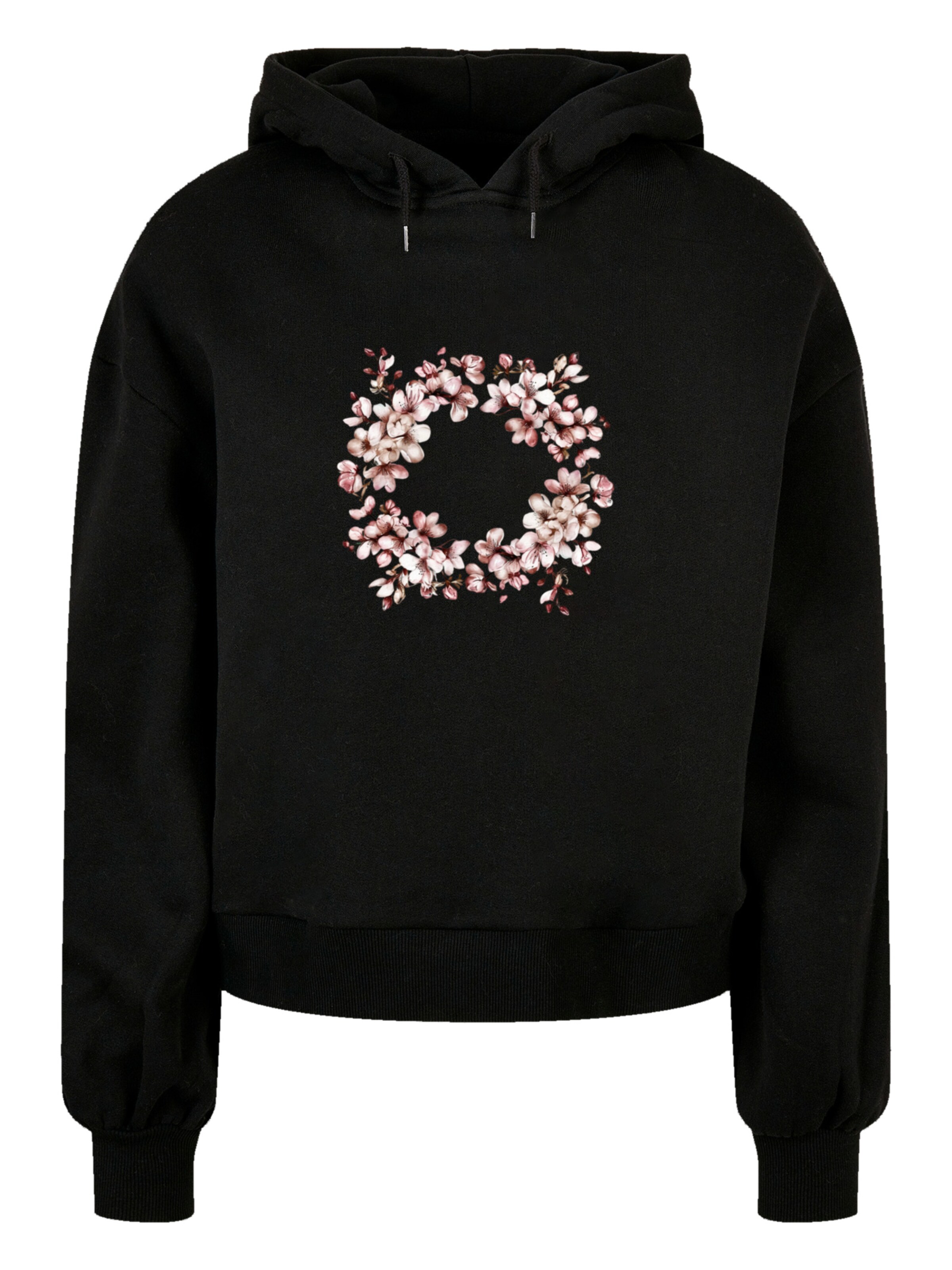 Sweat-shirt 'Rosa Frühlings Blumenkranz Dekor' F4NT4STIC en noir : devant