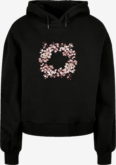 F4NT4STIC Hoodie 'Rosa Frühlings Blumenkranz Dekor' in pink / schwarz / weiß, Produktansicht