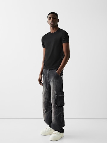 Bershka Loosefit Jeans in Schwarz