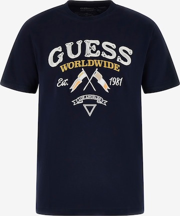 GUESS Футболка 'FLAGS AND CORD' в Синий: спереди